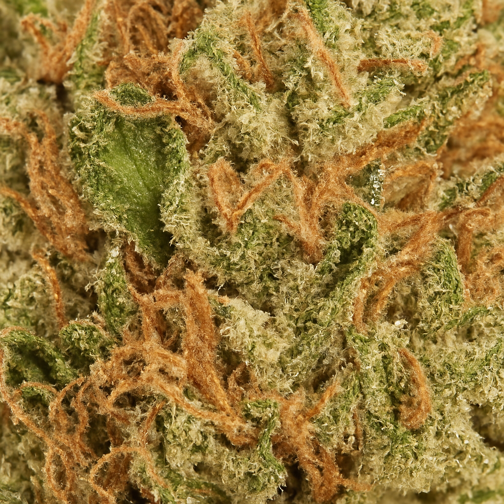 Varios cogollos Bubba Bob Greenhouse CBD sobre superficie clara